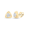 10kt Yellow Gold Womens Round Diamond Triangle Cluster Earrings 1/6 Cttw