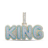 14kt Two-tone Gold Mens Baguette Diamond KING Charm Pendant 3-1/2 Cttw