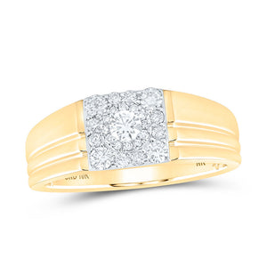 10kt Yellow Gold Mens Round Diamond Solitaire Band Ring 1/2 Cttw