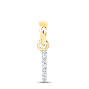 10kt Yellow Gold Womens Round Diamond I Initial Letter Pendant .02 Cttw