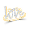 10kt Yellow Gold Womens Round Diamond Love Fashion Ring 1/5 Cttw