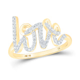 10kt Yellow Gold Womens Round Diamond Love Fashion Ring 1/5 Cttw
