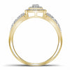 10kt Yellow Gold Round Diamond Square Cluster Bridal Wedding Engagement Ring 1/6 Cttw