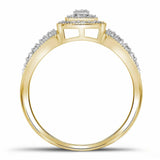 10kt Yellow Gold Round Diamond Square Cluster Bridal Wedding Engagement Ring 1/6 Cttw