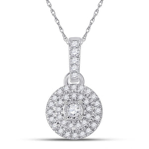 10kt White Gold Womens Round Diamond Circle Pendant 1/6 Cttw