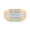 10kt Yellow Gold Mens Round Diamond Rectangle Cluster Ring 1/3 Cttw