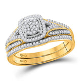 10kt Yellow Gold Round Diamond Bridal Wedding Ring Band Set 1/3 Cttw