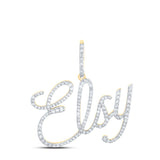 10kt Yellow Gold Womens Round Diamond ELSY Name Pendant 3/4 Cttw