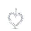 10kt White Gold Womens Round Diamond Heart Pendant 1/2 Cttw