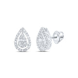 10kt White Gold Womens Baguette Diamond Teardrop Earrings 3/8 Cttw