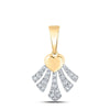 10kt Yellow Gold Womens Round Diamond Heart Pendant 1/10 Cttw