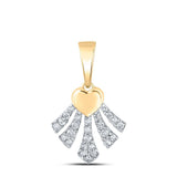 10kt Yellow Gold Womens Round Diamond Heart Pendant 1/10 Cttw