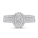 10kt White Gold Round Diamond Bridal Wedding Ring Band Set 1/2 Cttw