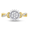10kt Yellow Gold Womens Round Diamond Circle Flower Cluster Ring 1/3 Cttw