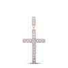 10kt Rose Gold Womens Round Diamond Cross Pendant 1/2 Cttw