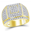 14kt Yellow Gold Mens Round Diamond Cushion Cluster Ring 2-1/2 Cttw