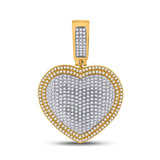 10kt Yellow Gold Mens Round Diamond Heart Charm Pendant 1-1/4 Cttw