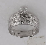 10kt White Gold His Hers Round Diamond Matching Wedding Set 1/5 Cttw