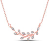 10kt Rose Gold Womens Round Diamond Branch Floral Fashion Necklace 1/6 Cttw