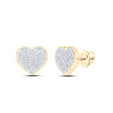 10kt Yellow Gold Womens Round Diamond Heart Earrings 1/5 Cttw