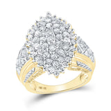 10kt Yellow Gold Womens Round Diamond Marquise-shape Cluster Ring 2 Cttw