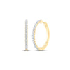 14kt Yellow Gold Womens Round Diamond Hoop Earrings 7/8 Cttw