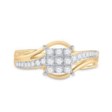 10kt Yellow Gold Womens Round Diamond Square Cluster Ring 1/3 Cttw