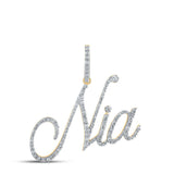 10kt Yellow Gold Womens Round Diamond Nia Name Pendant 5/8 Cttw