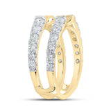 14kt Yellow Gold Womens Round Diamond Wrap Enhancer Wedding Band 1-1/2 Cttw