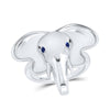 Sterling Silver Womens Round Blue Sapphire Elephant Animal Ring .03 Cttw