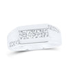 10kt White Gold Mens Round Diamond Flat Top Band Ring 1 Cttw