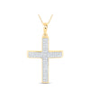 10kt Yellow Gold Womens Round Diamond Cross Pendant 3/8 Cttw