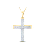 10kt Yellow Gold Womens Round Diamond Cross Pendant 3/8 Cttw