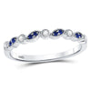 10kt White Gold Womens Round Blue Sapphire Diamond Stackable Band Ring 1/10 Cttw