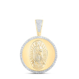 10kt Yellow Gold Mens Round Diamond Guadalupe Mary Charm Pendant 1 Cttw