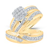 10kt Yellow Gold His Hers Round Diamond Square Matching Wedding Set 1 Cttw