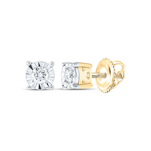 10kt Yellow Gold Womens Round Diamond Solitaire Stud Earrings 1/10 Cttw