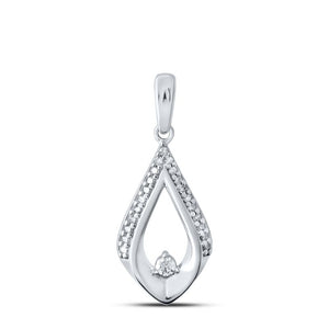 10kt White Gold Womens Round Diamond Fashion Pendant 1/8 Cttw