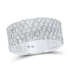 10kt White Gold Mens Round Diamond 5-row Pave Band Ring 5 Cttw