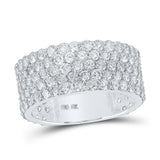 10kt White Gold Mens Round Diamond 5-row Pave Band Ring 5 Cttw