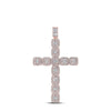 10kt Rose Gold Mens Baguette Diamond Cross Charm Pendant 3-3/8 Cttw