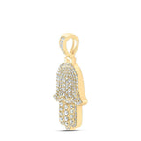 10kt Yellow Gold Mens Round Diamond Hamsa Charm Pendant 2 Cttw