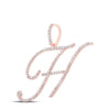 10kt Rose Gold Womens Round Diamond H Initial Letter Pendant 5/8 Cttw