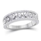 10kt White Gold Womens Round Diamond Filigree Symmetrical Band Ring 1/4 Cttw