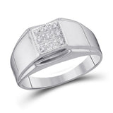 Sterling Silver Mens Round Diamond Square Cluster Ring .03 Cttw