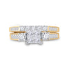 10kt Yellow Gold Princess Diamond Bridal Wedding Ring Band Set 1 Cttw