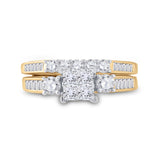 10kt Yellow Gold Princess Diamond Bridal Wedding Ring Band Set 1 Cttw