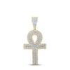 10kt Two-tone Gold Mens Round Diamond Ankh Cross Charm Pendant 7/8 Cttw