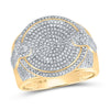 10kt Yellow Gold Mens Round Diamond Circle Ring 1 Cttw