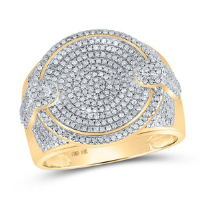 10kt Yellow Gold Mens Round Diamond Circle Ring 1 Cttw